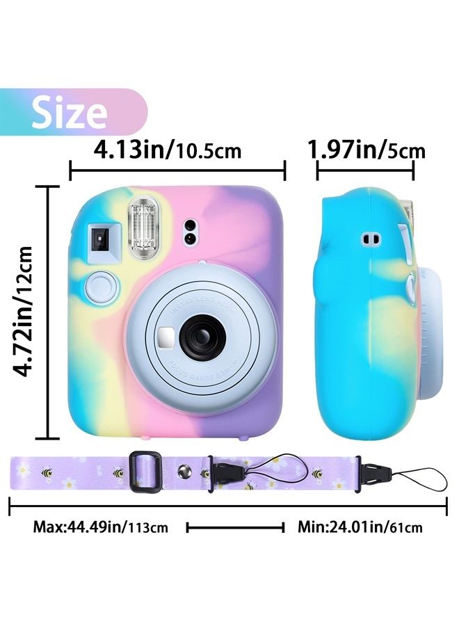 Silicon Protective Cover Suitable for Fujifilm Instax Mini 12 Camera with Shoulder Strap(Colorful,Case Only)