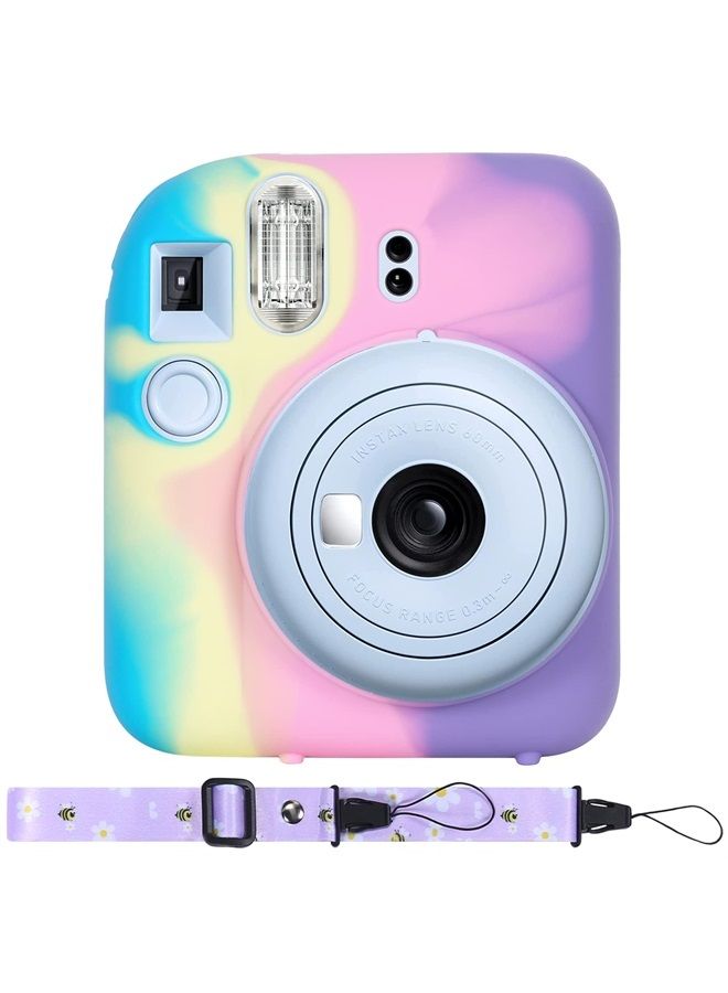 Silicon Protective Cover Suitable for Fujifilm Instax Mini 12 Camera with Shoulder Strap(Colorful,Case Only)