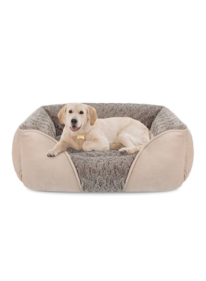 Large Dog Bed for Large Medium Small Dogs Rectangle Washable Dog Bed, Orthopedic Dog Bed, Soft Calming Sleeping Puppy Bed Durable Pet Cuddler with Anti-Slip Bottom L(30