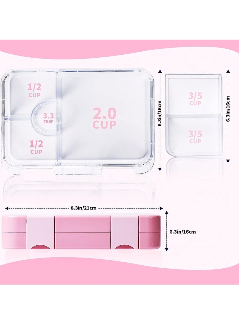 Children's Bento Box-Bento Lunch Box with 6 Compartments - Leak-Proof Lunch Box for Boys, Girls, BPA-Free, Microwave Dishwasher Safe, Lunch Box for School (Pink)