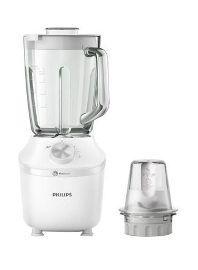 Glass Jar Blender - 2 Speeds + pulse, Comes with Chopper, 2 L 600 W HR2291/20 White