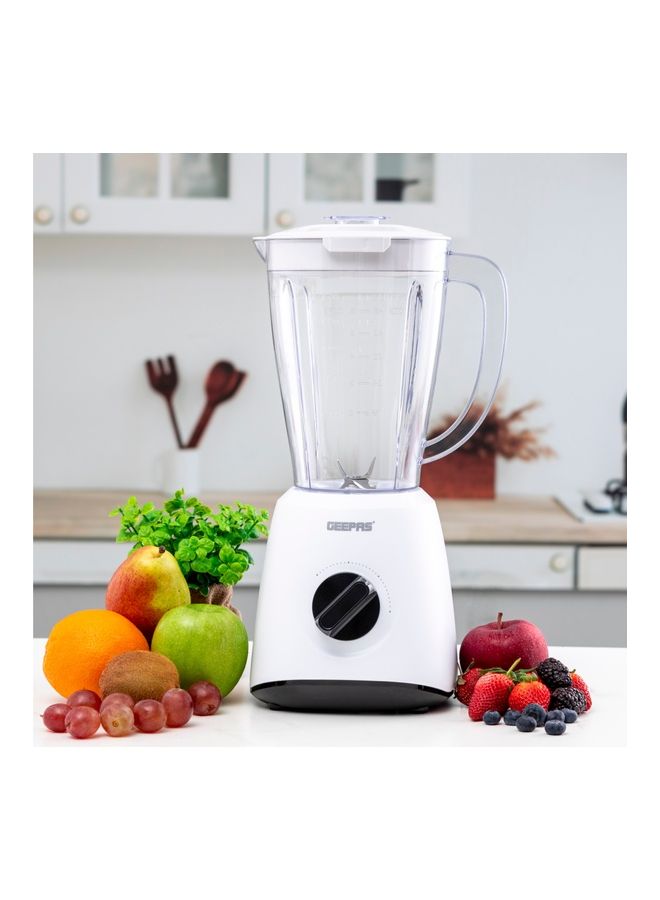 Multi Functional Two Speed Blender With Glass Jar Stainless Steel Cutting Blade Powerful motor Food Jug Blender Smoothie Maker Coffee Spice Nuts Grinder 400 W GSB9894 White