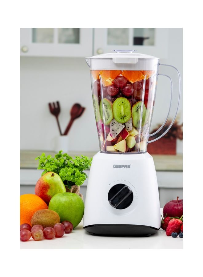 Multi Functional Two Speed Blender With Glass Jar Stainless Steel Cutting Blade Powerful motor Food Jug Blender Smoothie Maker Coffee Spice Nuts Grinder 400 W GSB9894 White