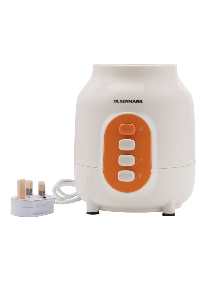 3-IN-1 Blender- Stainless Steel blades  | Transparent Unbreakable PC Glass Jars with Stainless Steel Blades for Blending, Grinding and Mincing| 2 Speed with Pulse Function| Sa 450 W OMSB7005 White and Orange