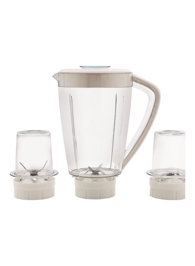 3-IN-1 Blender- Stainless Steel blades  | Transparent Unbreakable PC Glass Jars with Stainless Steel Blades for Blending, Grinding and Mincing| 2 Speed with Pulse Function| Sa 450 W OMSB7005 White and Orange