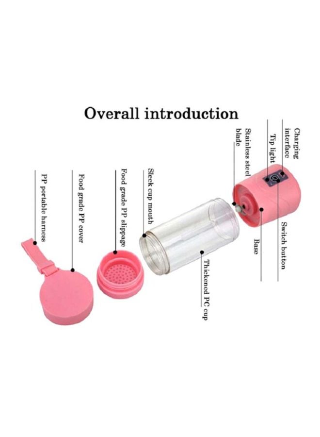 Mini Rechargeable Smoothie Maker Machine 180 W T-Bottle-1021 Pink/Clear/Silver