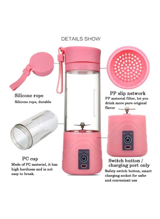 Mini Rechargeable Smoothie Maker Machine 180 W T-Bottle-1021 Pink/Clear/Silver