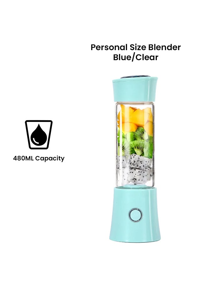 USB Rechargeable Blender And Portable Juicer Cup 480 ml H7789BL Blue/Clear