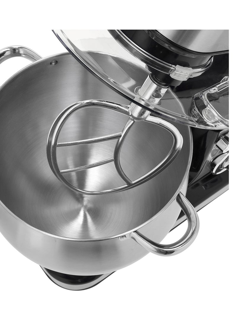 Geepas Kitchen Machine | 6 Level Mixing Speed Control, 12L Stainless Steel Bowl with Handles & Transparent Anti-Splash Lid | LED Power Indicator | 2000W Powerful Motor 12 L 2000 kW GSM43042 Silver