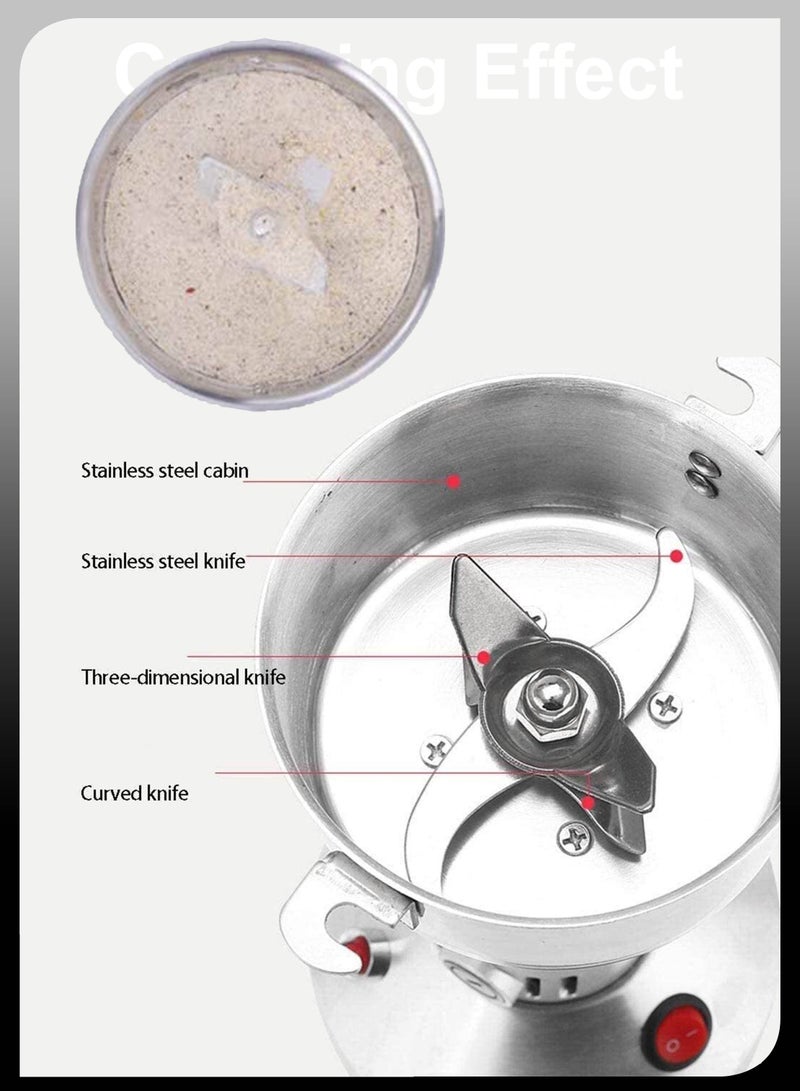 Electric 200 Grams Grain Mill Powder Cereal Spice Superfine Dry Grinder Herb Flour Crusher Commercial Coffee Pulveriser Grain Household Portable Grinding Machine