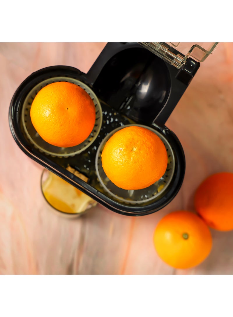 Double Squeezer Citrus Juicer | Electric Lemon Orange Fresh Juicers, With Anti-Drip Valve Citrus Fruits Squeezer, Quiet Motor BPA-Free, Updated Blades, Portable & Widely Application 90 W GCJ5347 Red/Clear/Black