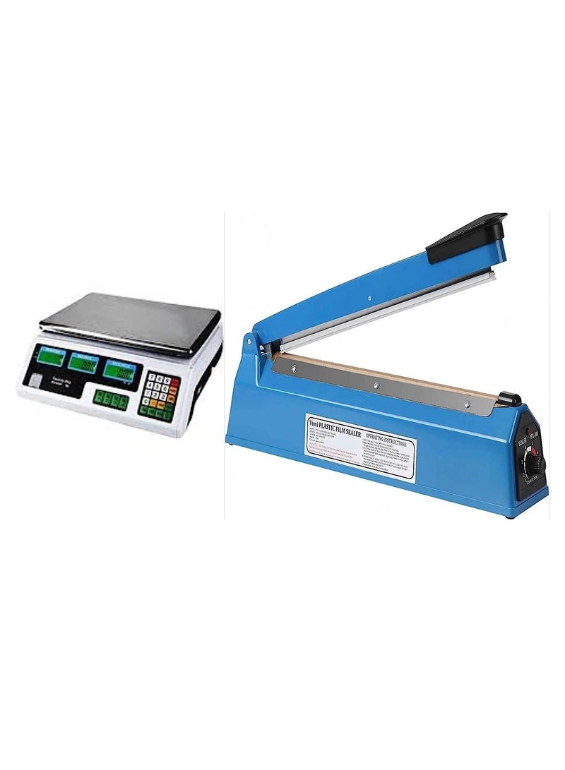 40KG Digital Scale  Impulse Heat Sealer Manual Bags Sealing Machine