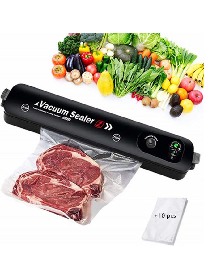 Automatic Food Sealer Machine for Food Preservation with 10 Bags VacuumSealer Black