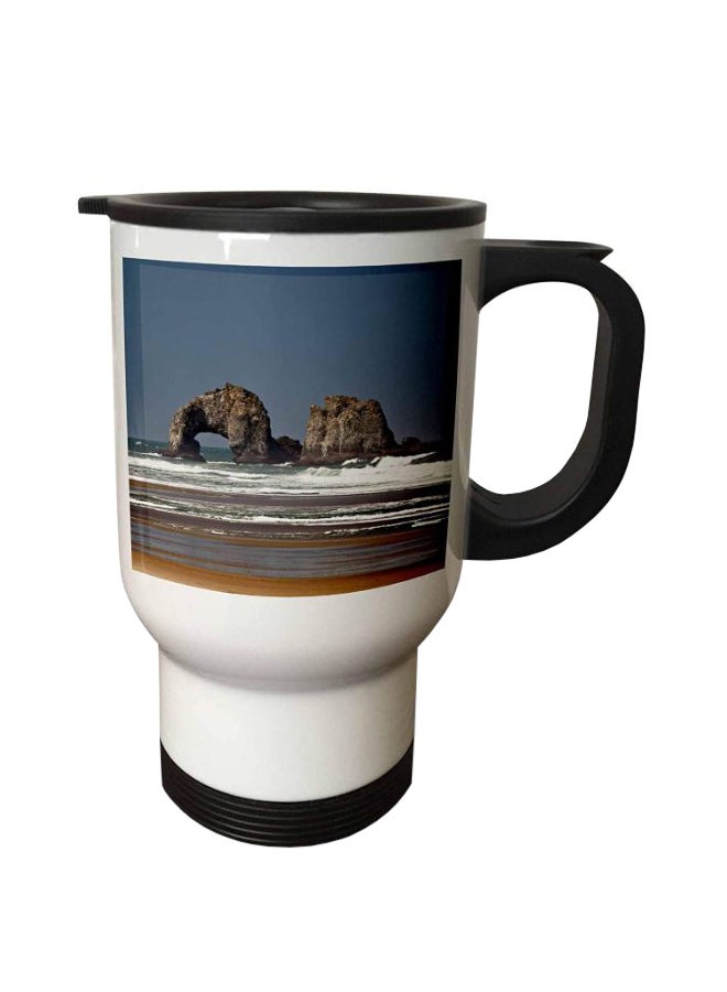 Rockaway Beach Twin Rocks Travel Mug White