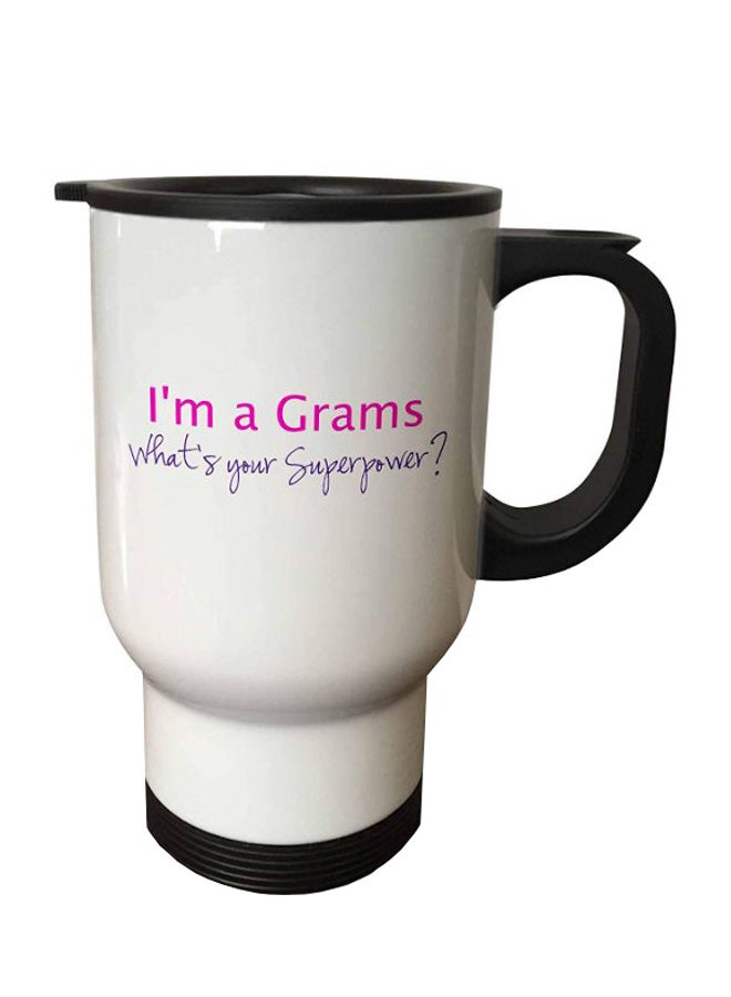 Stainless Steel Quote Printed Travel Mug White/Black