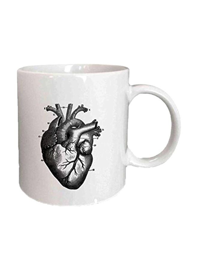 Human Heart Printed Ceramic Mug White/Grey