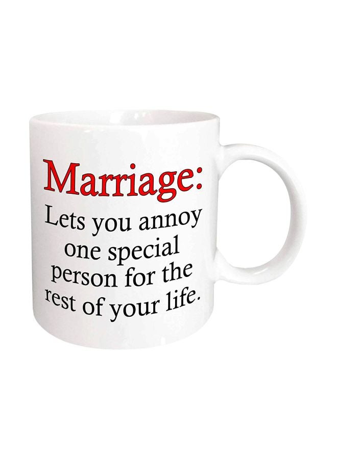 Quotes Printed Ceramic Mug White/Black/Red