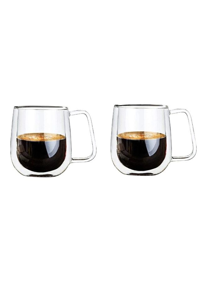 2 Pieces Double Walled Glass Mugs multicolour