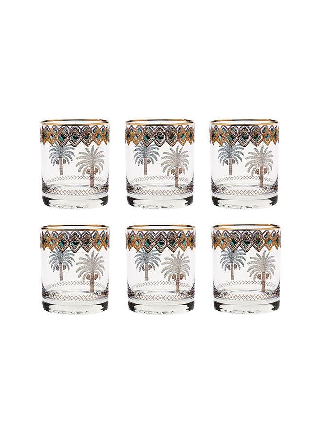 6-Piece Horse Palm Green Short Drink Glasses