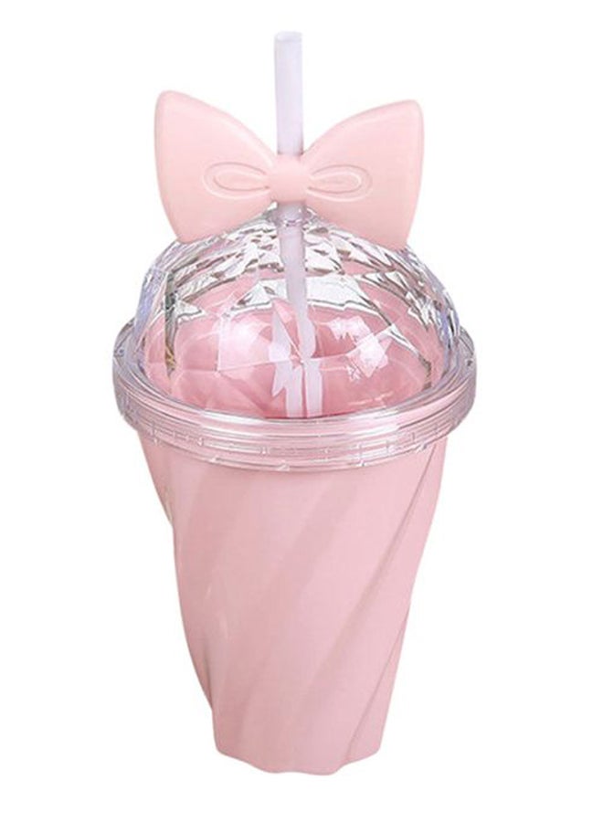 Lovely Straw Cold Drink Cup With Bow Pink/Clear