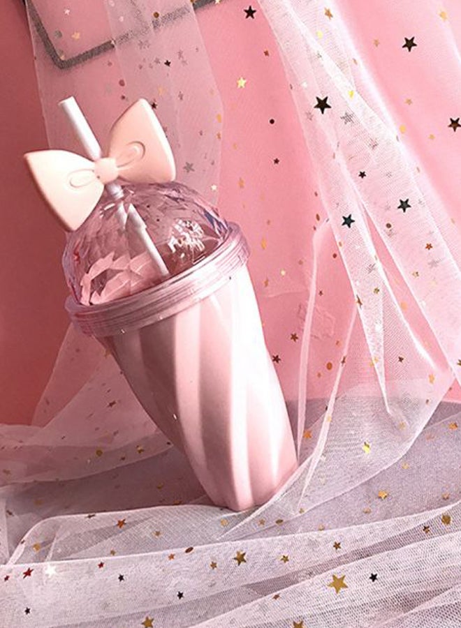 Lovely Straw Cold Drink Cup With Bow Pink/Clear