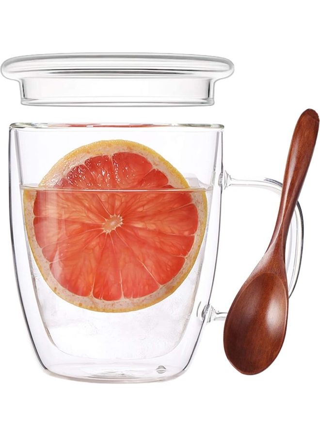Double Walled Glass With Lid Clear 470ml
