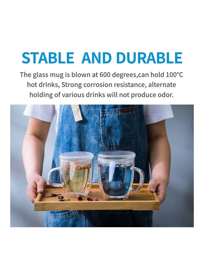 Double Walled Glass With Lid Clear 470ml