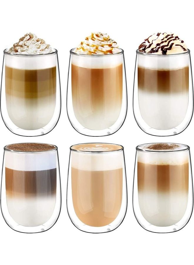 6-Piece Double Walled Coffee Cups Clear