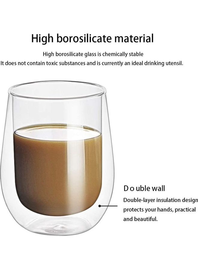 Set Of 2 Double Walled Insulated Glass Mugs Clear 400mm