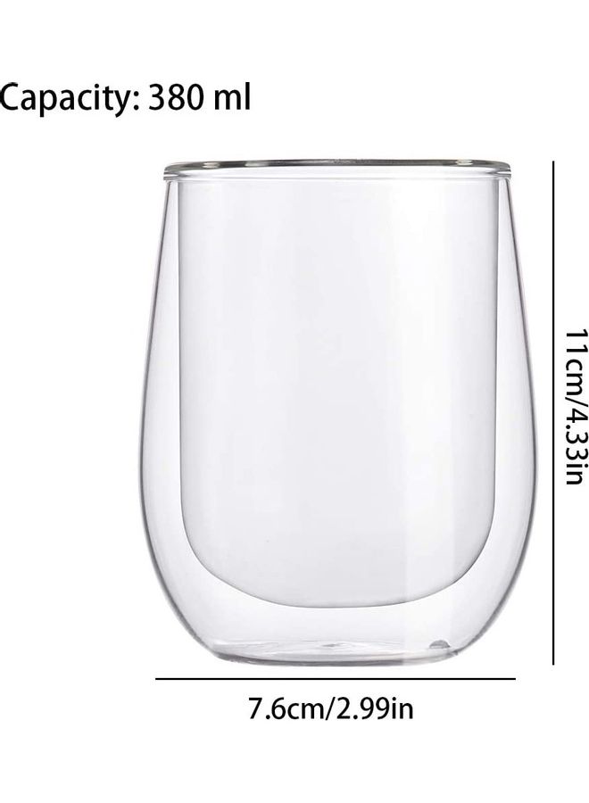 Set Of 2 Double Walled Insulated Glass Mugs Clear 400mm