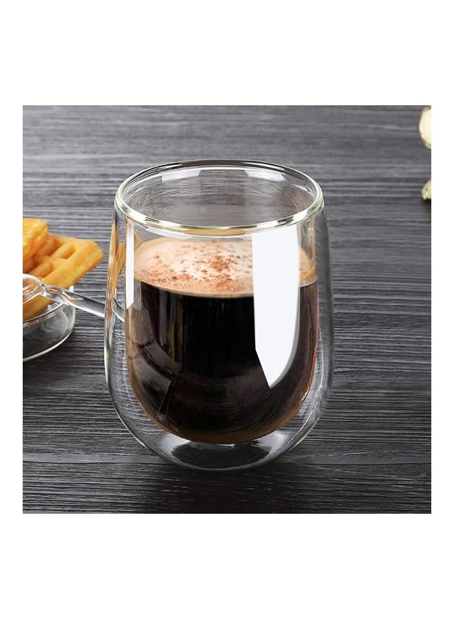 Set Of 2 Double Walled Insulated Glass Mugs Clear 400mm
