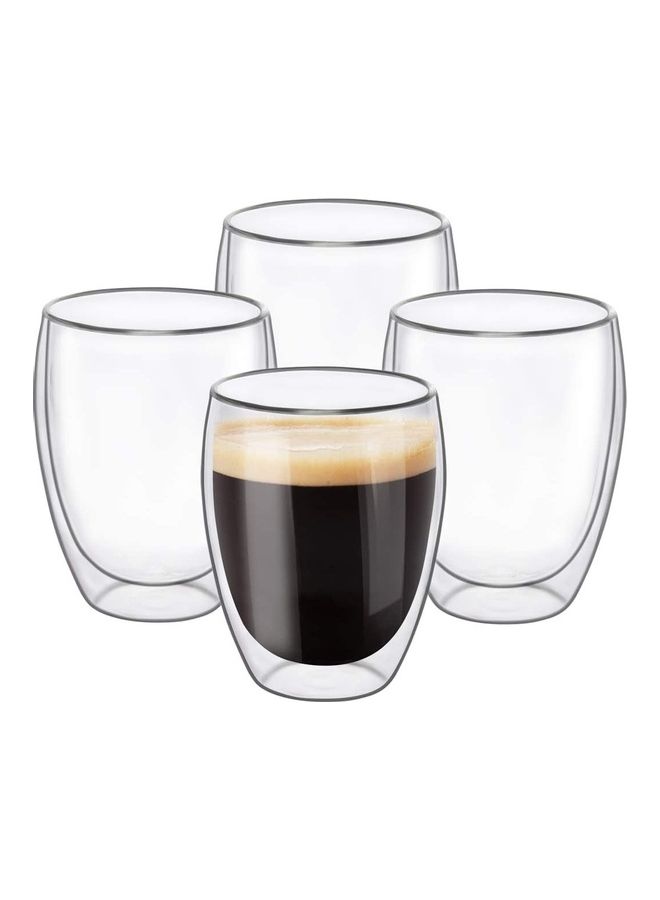 Set of 4 Double Wall Glass Coffee Cups multicolour 350mm
