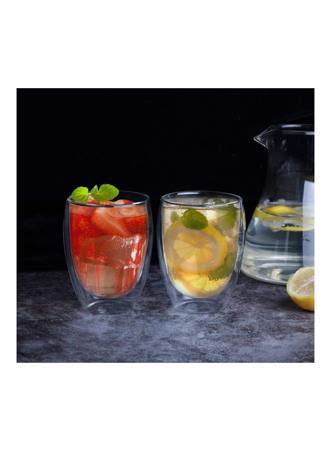 Set of 4 Double Wall Glass Coffee Cups multicolour 350mm
