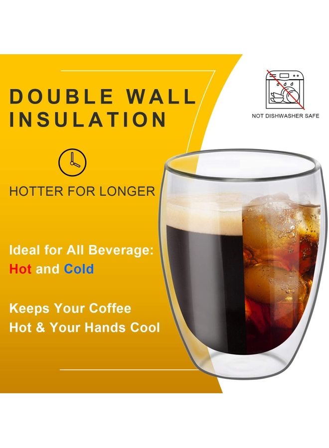 Set of 4 Double Wall Glass Coffee Cups multicolour 350mm