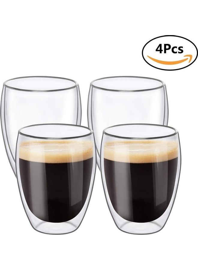 Set of 4 Double Wall Glass Coffee Cups multicolour 350mm
