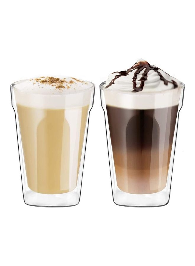 2 piece Double Walled Coffee Glasses Mugs multicolour