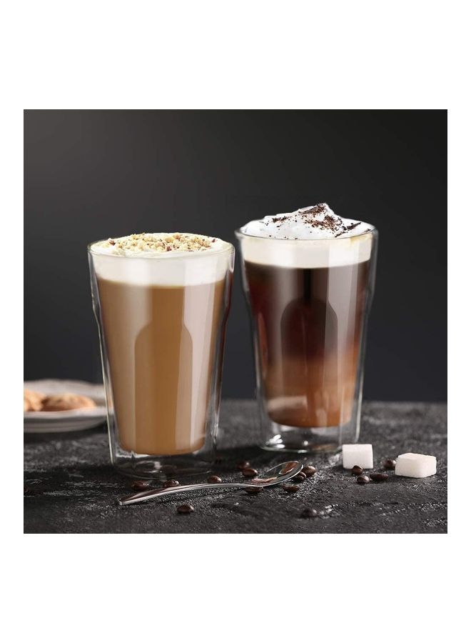 2 piece Double Walled Coffee Glasses Mugs multicolour