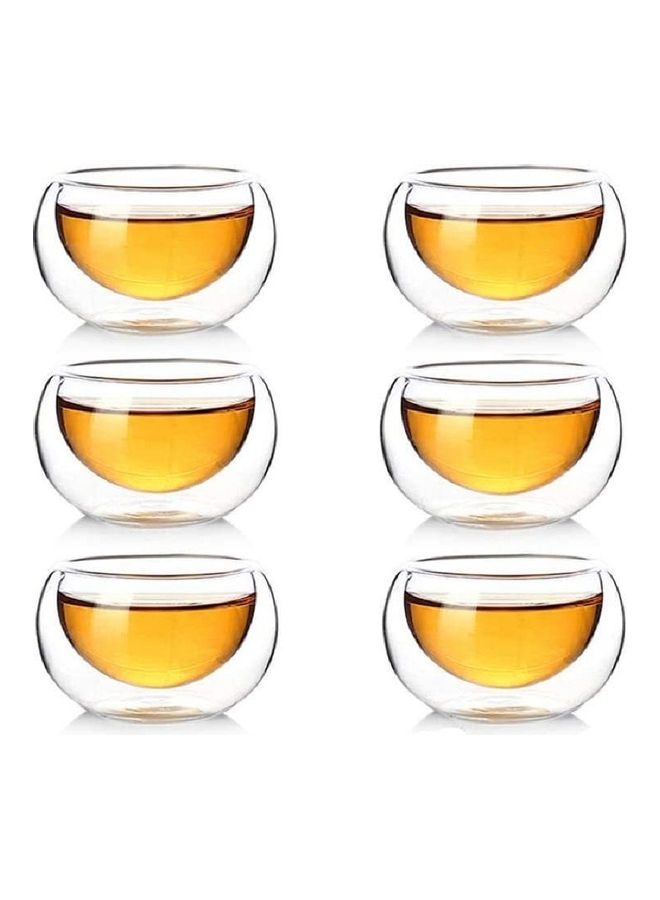 Set Of 6 Double Walled Glass Cups Clear 50mm