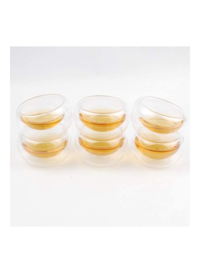 Set Of 6 Double Walled Glass Cups Clear 50mm