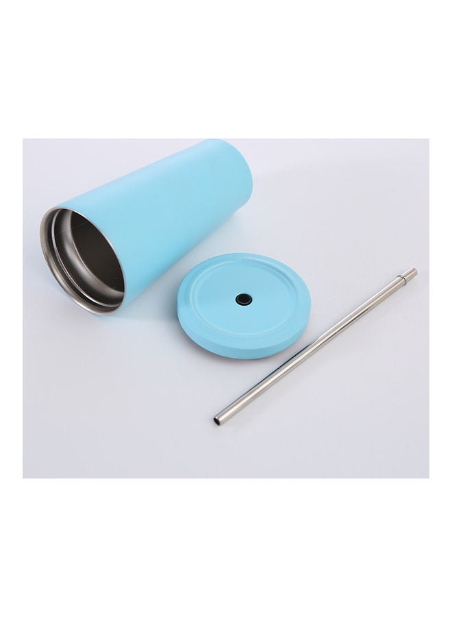 Stainless Steel Insulated Coffee Tumbler Cup with Lid and Straw Silver