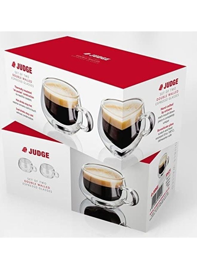 Set of 2 Double Walled Glass Small Coffee Cups With Handle multicolour 75mm