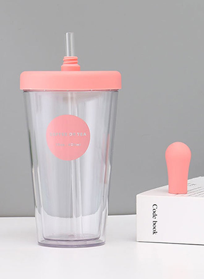 Double-Walled Water Bottle with Straw Multicolour 420ml
