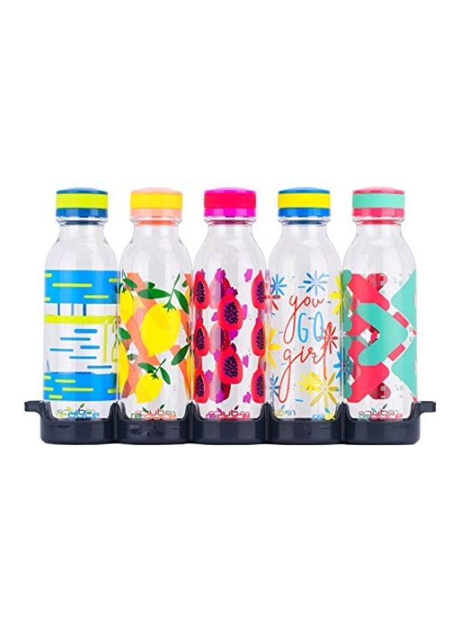 5-Piece Reusable Water Bottles With Twist Off Cap Multicolour