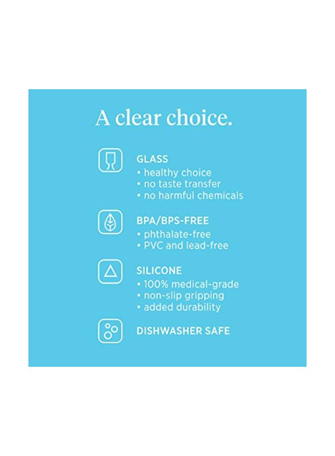 Glass Baby Bottle With Protective Silicone Sleeve Blue/White/Clear