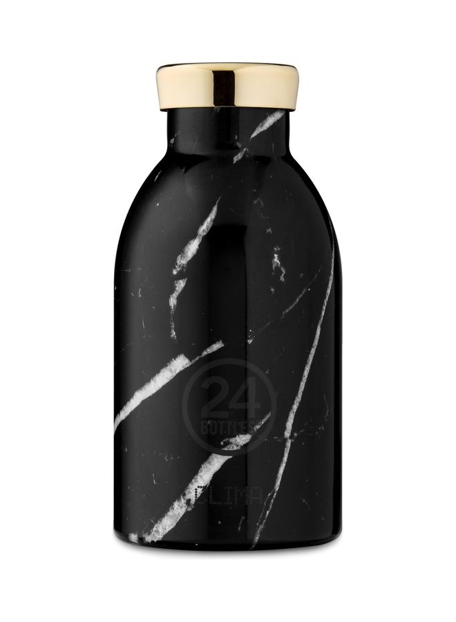 Marble Print Clima Double Walled Insulated Stainless Steel Water Bottle Black 7.3 x 15cm