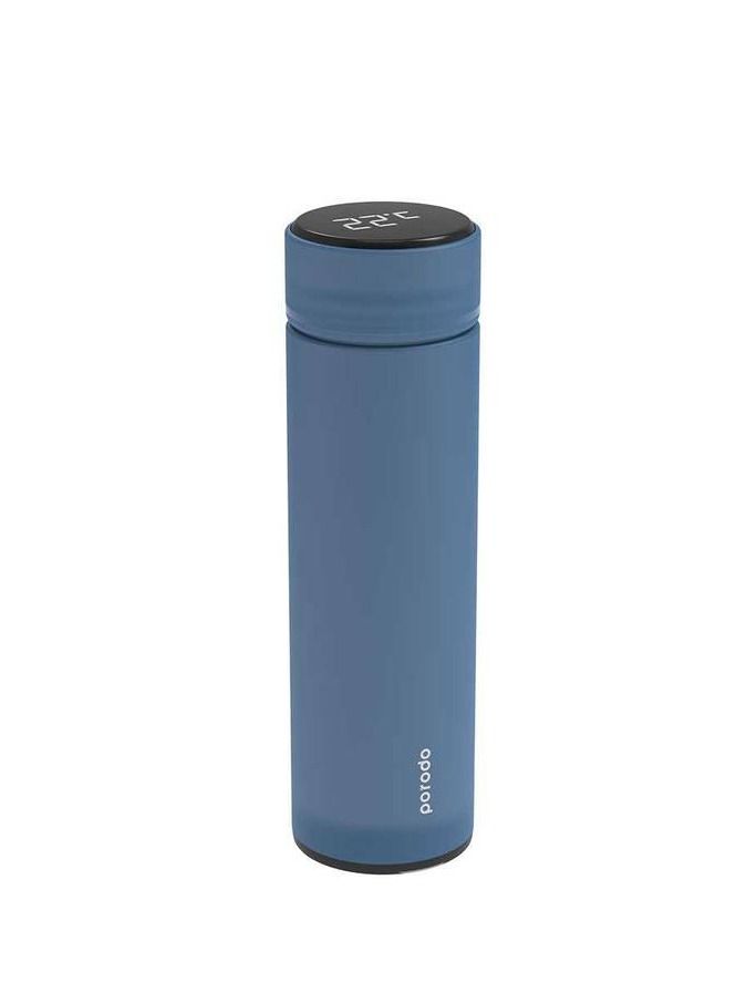 Smart Water Bottle Cup With Temperature Indicator, Up to 12 Hours of Thermal Insulation, Sports Drink Flasks, 500ml, Touch Sensitive Display, Non-Slip Base, 17 Oz - Blue