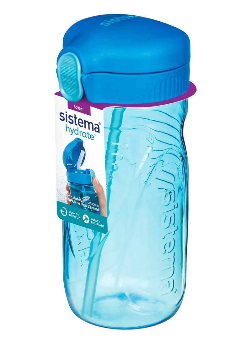 Sistema 520ml Tritan Quick Flip Water Bottle Blue : Hydration - Leak-proof - Portable - Sports Bottle - BPA-free Blue