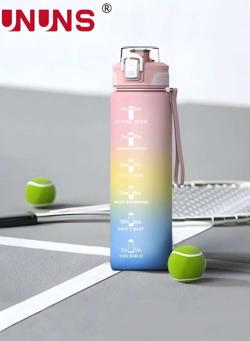 1L Motivational Water Bottle with Time Marker, Leakproof BPA & Toxic Free, Inspirational Tritan Sports Drinking Jug Water Jug with Flip Spout Fit for Home Office, Gym, Outdoor Sports