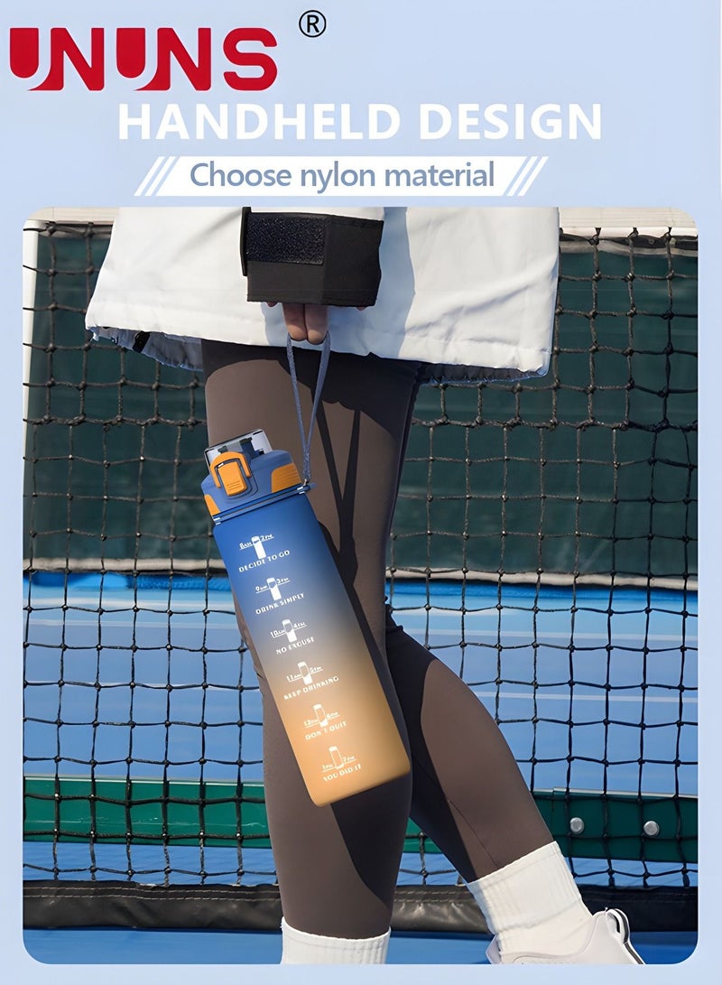 1L Motivational Water Bottle with Time Marker, Leakproof BPA & Toxic Free, Inspirational Tritan Sports Drinking Jug Water Jug with Flip Spout Fit for Home Office, Gym, Outdoor Sports
