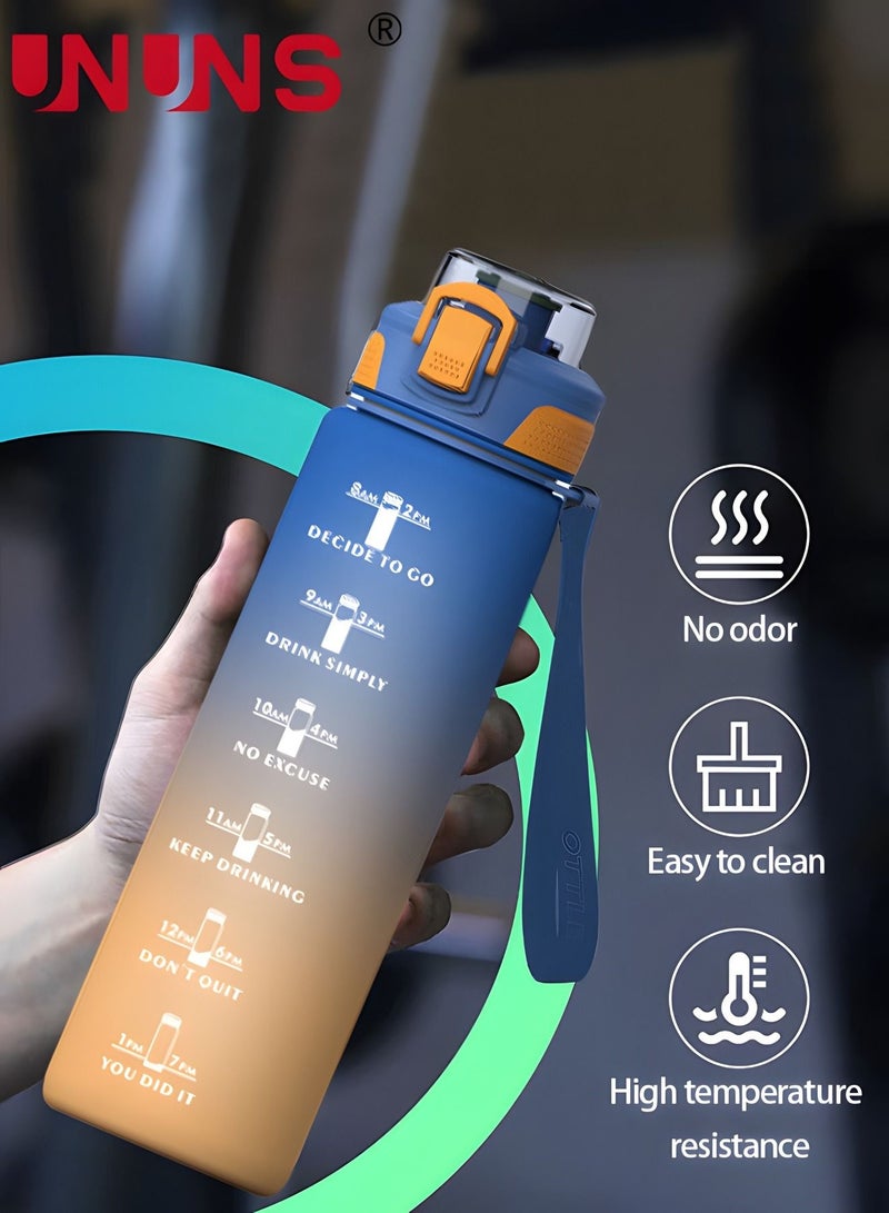 1L Motivational Water Bottle with Time Marker, Leakproof BPA & Toxic Free, Inspirational Tritan Sports Drinking Jug Water Jug with Flip Spout Fit for Home Office, Gym, Outdoor Sports